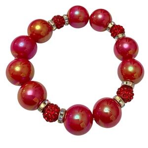 Red Chunky Beaded Rhinestone Bracelet ❤️✨️